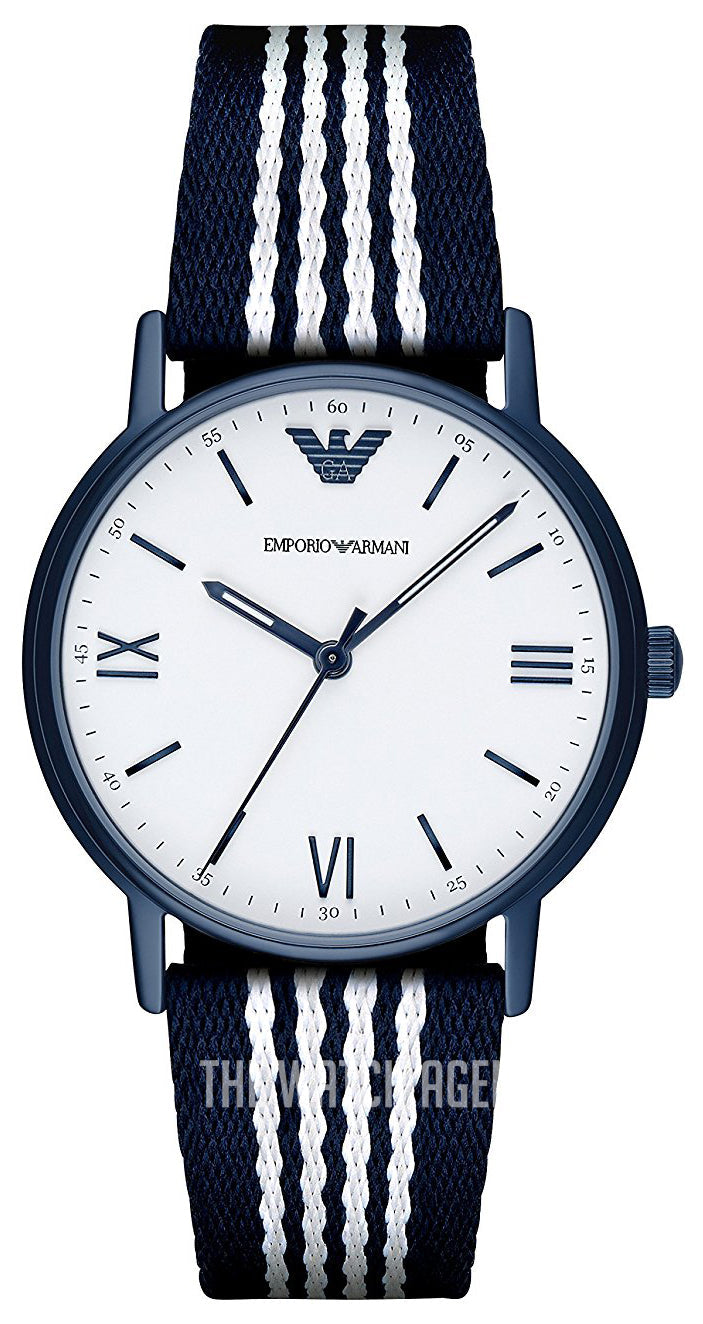 Emporio Armani Kappa White Dial Two Tone NATO Strap Watch For Men - AR80005