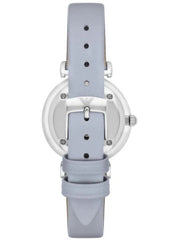 Emporio Armani Gianni T-Bar Mother Of Pearl White Dial Grey Leather Strap Watch For Women - AR11039