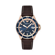 Emporio Armani Pro Planet Three Hand Date Blue Dial Brown Leather Strap Watch For Men - AR11556