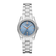 Emporio Armani Federica Three-Hand Date Blue Dial Silver Steel Strap Watch For Women - AR11593