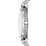 Emporio Armani Gianni T-Bar Quartz Blue Dial Silver Steel Strap Watch For Women - AR11594