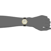 Emporio Armani Gianni T-Bar Quartz Mother of Pearl Dial Black Leather Strap Watch For Women - AR1910