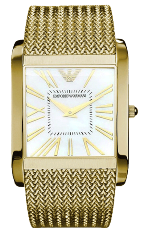 Emporio Armani Mother of Pearl Dial Gold Mesh Bracelet Watch For Men - AR2016