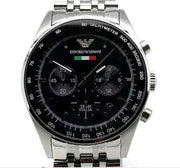 Emporio Armani Team Italia Chronograph Black Dial Silver Steel Strap Watch For Men - AR5983