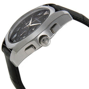 Emporio Armani Valente Chronograph Black Dial Black Leather Strap Watch For Men - AR1633