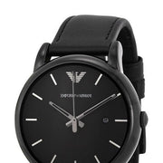 Emporio Armani Classic Black Dial Black Leather Strap Watch For Men - AR1732