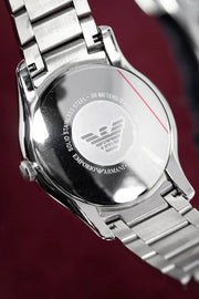 Emporio Armani Valente Quartz Black Dial Silver Steel Strap Watch For Men - AR11086