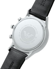Emporio Armani Giovanni Chronograph Black Dial Black Leather Strap Watch For Men - AR11431