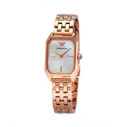 Emporio Armani Giola White Mother of Pearl Dial Rose Gold Steel Strap Watch For Women - AR11147