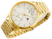 Tommy Hilfiger Hunter White Dial Gold Steel Strap Watch for Men - 1791609