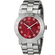 Marc Jacobs Amy Red Dial Silver Steel Strap Watch for Women - MBM3335