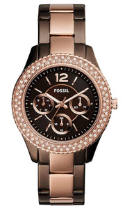 Fossil Stella Multifunction Brown Dial Two Tone Steel Strap Watch for Women - ES4079