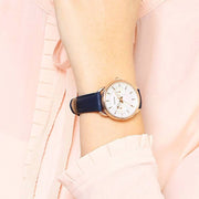 Fossil Tailor White Dial Blue Leather Strap Watch for Women - ES4260