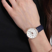 Fossil Tailor White Dial Blue Leather Strap Watch for Women - ES4394