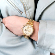 Fossil Neutra Chronograph Gold Dial Gold Steel Strap Watch for Women - ES5219