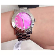 Marc Jacobs Amy Pink Dial Silver Steel Strap Watch for Women - MBM8623