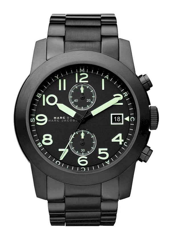 Marc Jacobs Larry Chronograph Black Dial Black Steel Strap Watch for Men - MBM5032