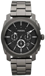 Fossil Machine Chronograph Black Dial Grey Steel Strap Watch for Men - FS4662