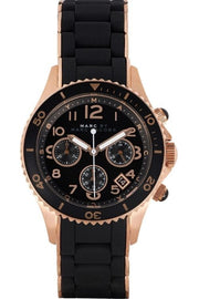 Marc Jacobs Rock Chronograph Black Dial Black Silicone Strap Watch for Women - MBM2553