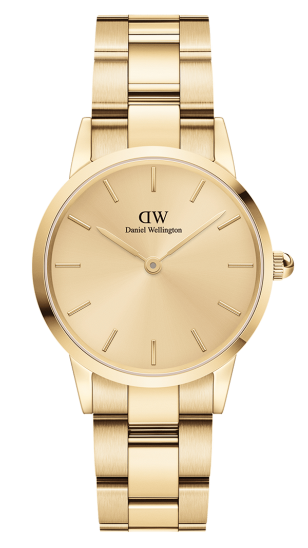 Daniel Wellington Iconic Link Unitone Gold Dial Gold Steel Strap Watch For Women - DW00100403