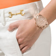 Marc Jacobs Henry Chronograph Rose Gold Dial Rose Gold Steel Strap Watch for Women - MBM3118