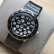 Marc Jacobs Amy Black Dial Black Leather Strap Watch for Women - MBM1163