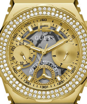 Guess Fusion Chronograph Gold Dial Gold Steel Strap Watch for Women - GW0552L2