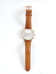 Emporio Armani Quartz Silver Dial Brown Leather Strap Watch For Men - AR11043