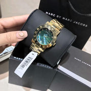 Marc Jacobs Amy Green Dial Gold Steel Strap Watch for Women - MBM8609