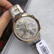 Emporio Armani Renato Chronograph Silver Dial Two Tone Steel Strap Watch For Men - AR11076