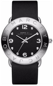 Marc Jacobs Amy Black Dial Black Leather Strap Watch for Women - MBM1140