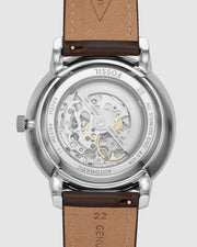 Fossil Neutra Automatic Skeleton White Dial Brown Leather Strap Watch for Men - ME3184