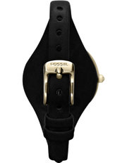 Fossil Georgia Black Dial Black Leather Strap Watch for Women - ES3148