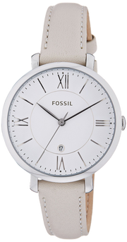 Fossil Jacqueline White Dial Beige Leather Strap Watch for Women - ES3793