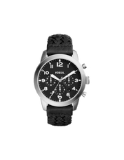 Fossil Pilot 54 Chronograph Black Dial Black Leather Strap Watch for Men - FS5181