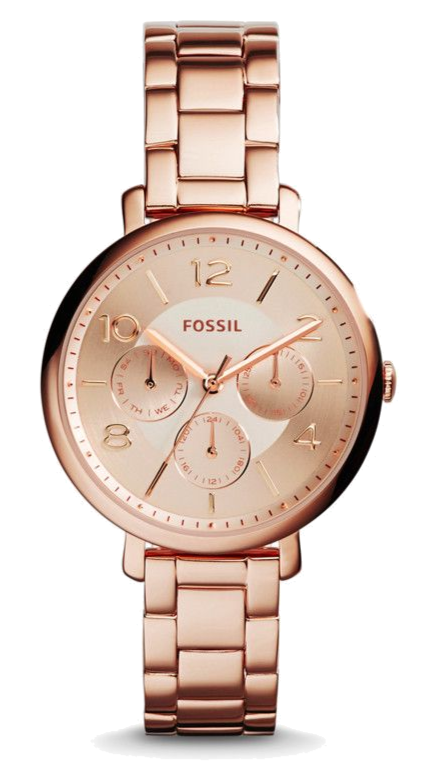 Fossil Jacqueline Rose Gold Dial Rose Gold Steel Strap Watch for Women - ES3665