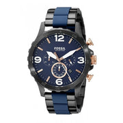 Fossil Nate Chronograph Blue Dial Two Tone Steel Strap Watch for Men - JR1494