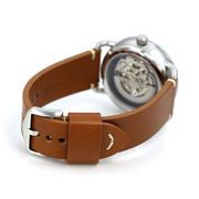 Fossil Commuter Automatic Skeleton Blue Dial Brown Leather Strap Watch for Men - ME3159