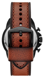 Fossil Bronson Chronograph Black Dial Brown Leather Strap Watch for Men - FS5856