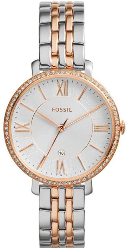 Fossil Jacqueline White Dial Two Tone Steel Strap Watch for Women - ES3634