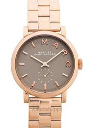 Marc Jacobs Baker Brown Dial Rose Gold Steel Strap Watch for Women - MBM8632