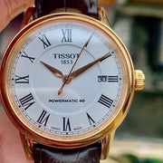 Tissot T Classic Carson Powermatic 80 White Dial Brown Leather Strap Watch for Men - T085.407.36.013.00