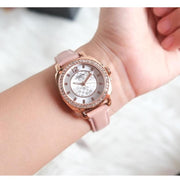 Coach Boyfriend Mother of Pearl White Dial Pink Leather Strap Watch for Women - 14503151