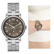Marc Jacobs Baker Brown Dial Silver Steel Strap Watch For Women - MBM3329
