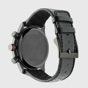 Gucci G Timeless Chronograph Black Dial Black Leather Strap Watch For Men - YA126244