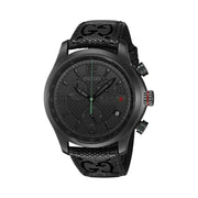 Gucci G Timeless Chronograph Black Dial Black Leather Strap Watch For Men - YA126244