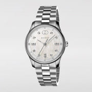 Gucci G Timeless Diamonds White Dial Silver Steel Strap Watch for Women - YA1265064