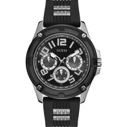 Guess Delta Black Dial Black Silicone Strap Watch for Men - GW0051G1