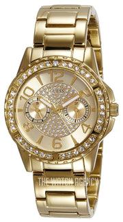 Guess Sassy Analog Quartz Gold Dial Gold Steel Strap Watch For Women - W0705L2