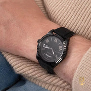 Guess Connoisseur Black Dial Black Leather Strap Watch For Men - GW0353G1